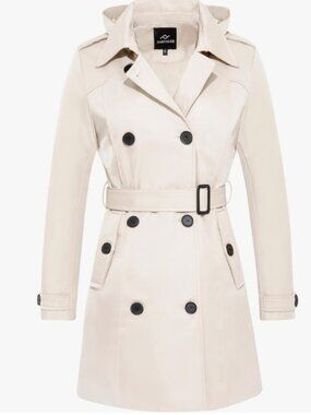 Women's Waterproof Trench Coat Double Breasted Windbreaker